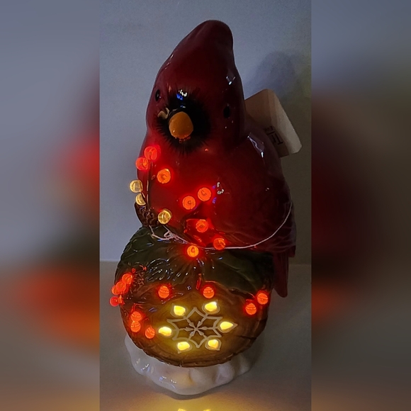 Transpac Dol Perched Red Cardinal Battery Operated‎ Holiday Christmas Decor NWT - Picture 4 of 11